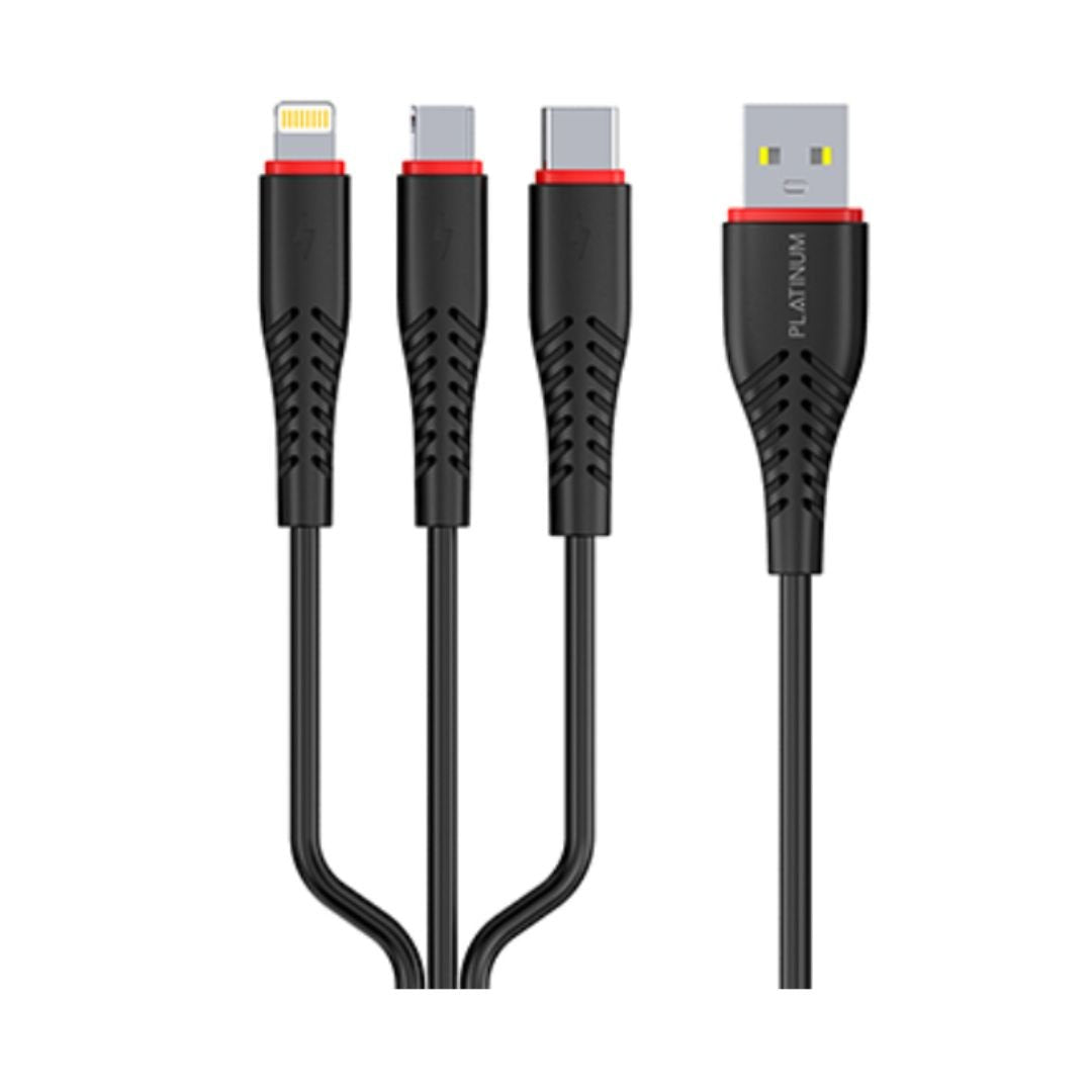 Platinum Smart Series Car Charger QC + 3in1 Cable - Black Platinum Smart Series Car Charger QC + 3in1 Cable - Black